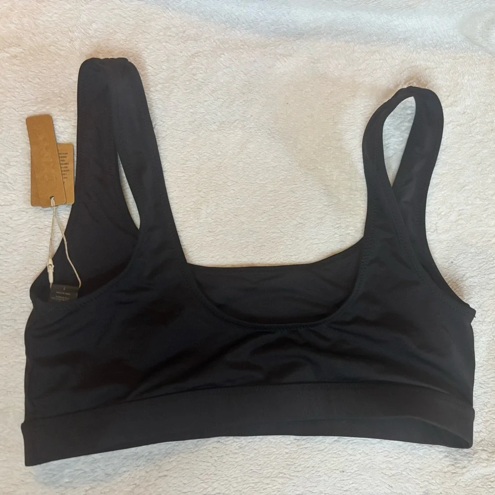 Skims Recycled Swim Tank Bikini Top Color: Onyx - Size Small
